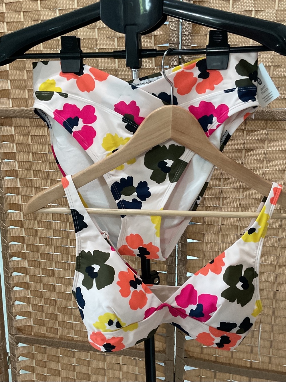 Sanctuary White Floral Bikini Set with Pink, Orange, Yellow, Navy and Olive